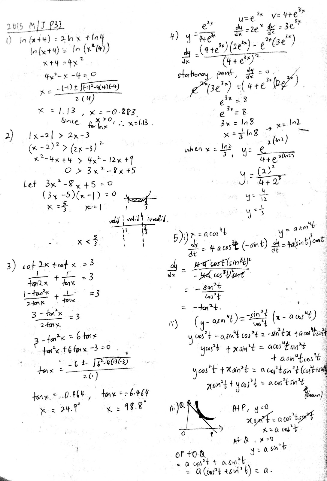 CIE ALevel Maths Solutions (PYQ)
