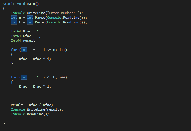 C# program to calculates factorial - one91
