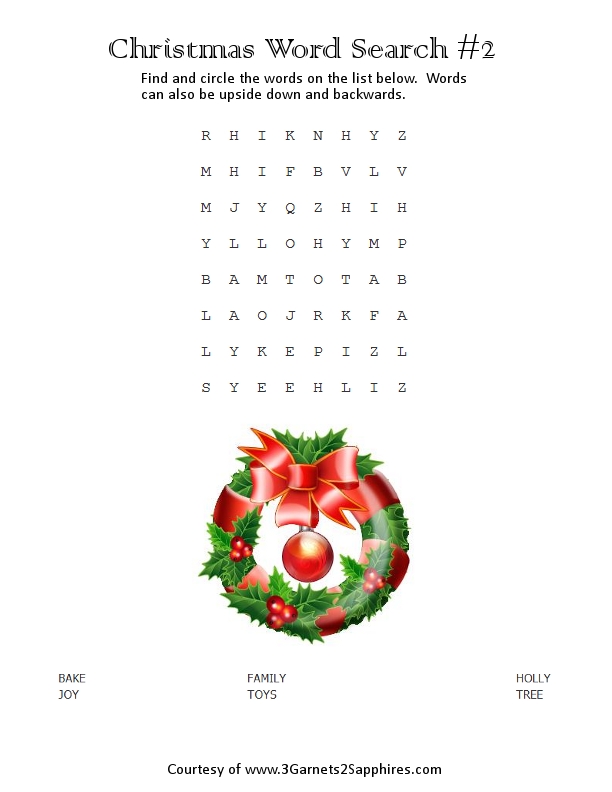 3 Garnets &amp; 2 Sapphires: Free Printables: Christmas Word Searches (for ...