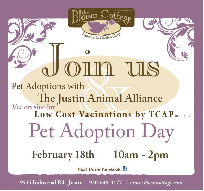 The Justin Animal Alliance: Low Cost Vaccinations and Pet Adoption Day The Justin Animal Alliance: Low Cost Vaccinations and Pet Adoption Day