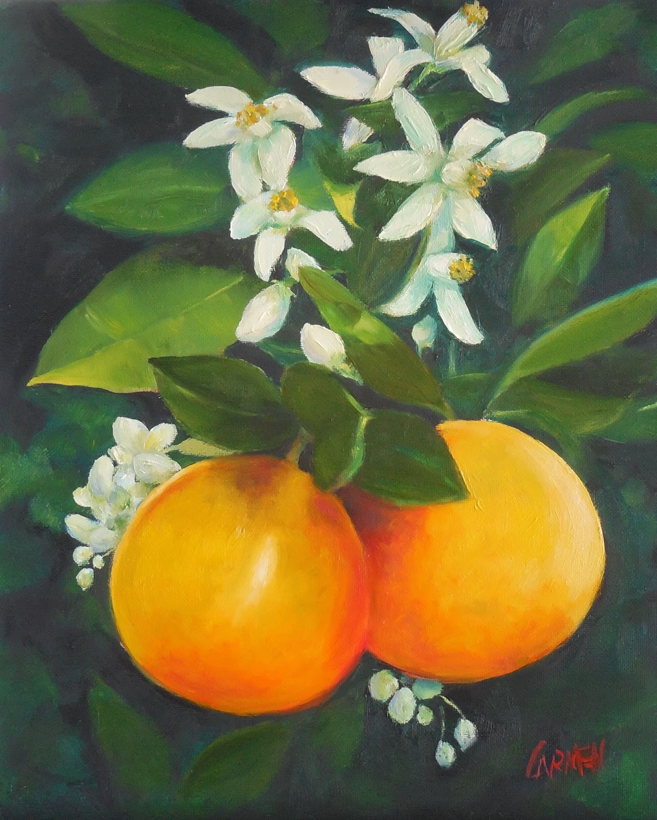 Carmen Beecher Oil Painting on Canvas Panel, "Orange Blossom Special