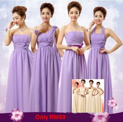 Only RM89 Four-Design Purple/Cream Chiffon Bridesmaids Maxi