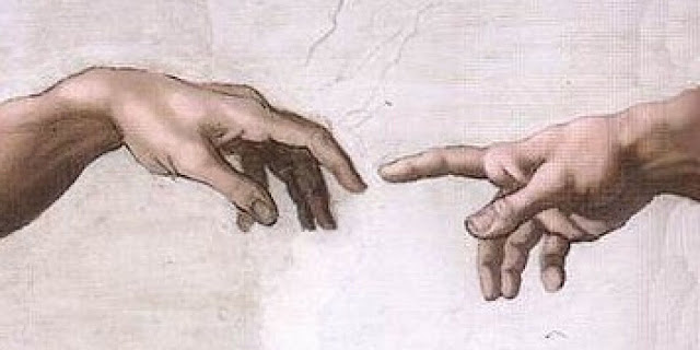detail Sistine Chapel. Hands of God and Adam by Michelangelo detail Sistine Chapel. Hands of God and Adam by Michelangelo