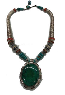 Traditional Antique look Lucky touquoise Necklace, tibentan style necklace for women