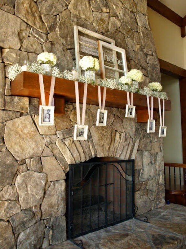 Spring decorations for the fireplace mantel