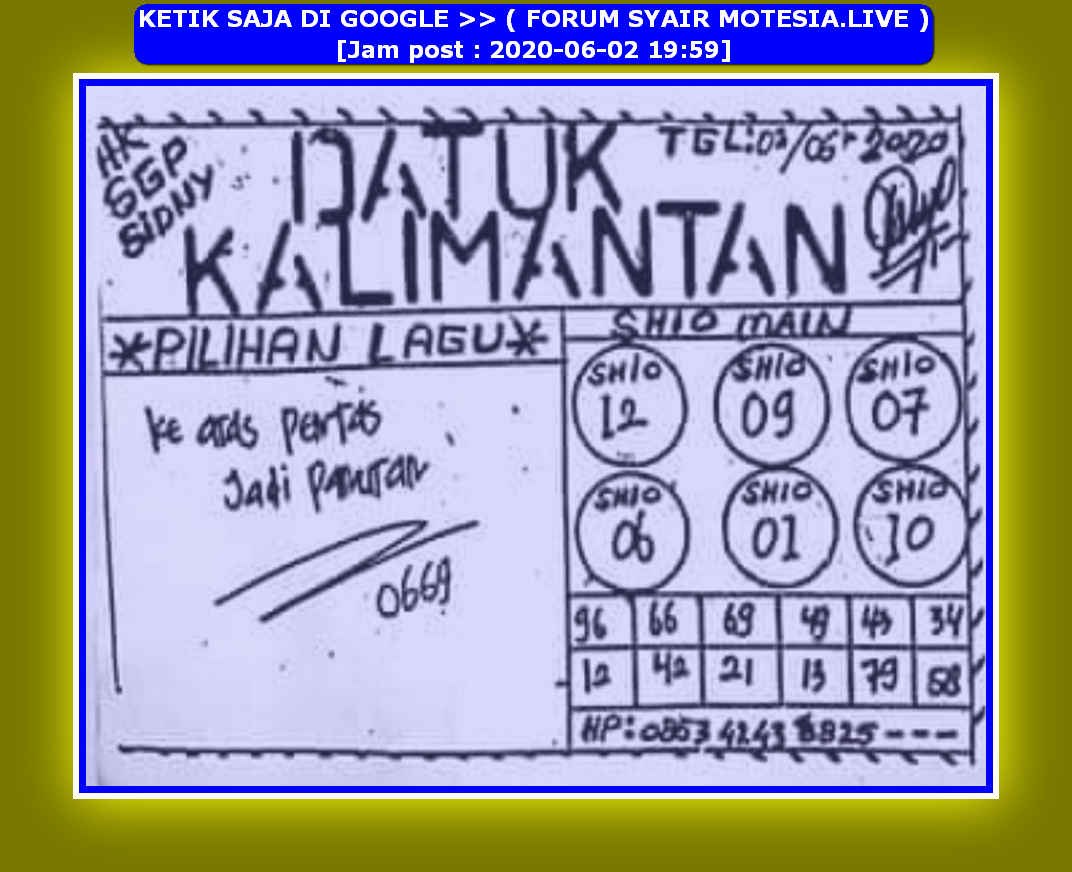 Prediksi Syair hk 2 Juni 2020 KODE SYAIR SGP SYAIR HK