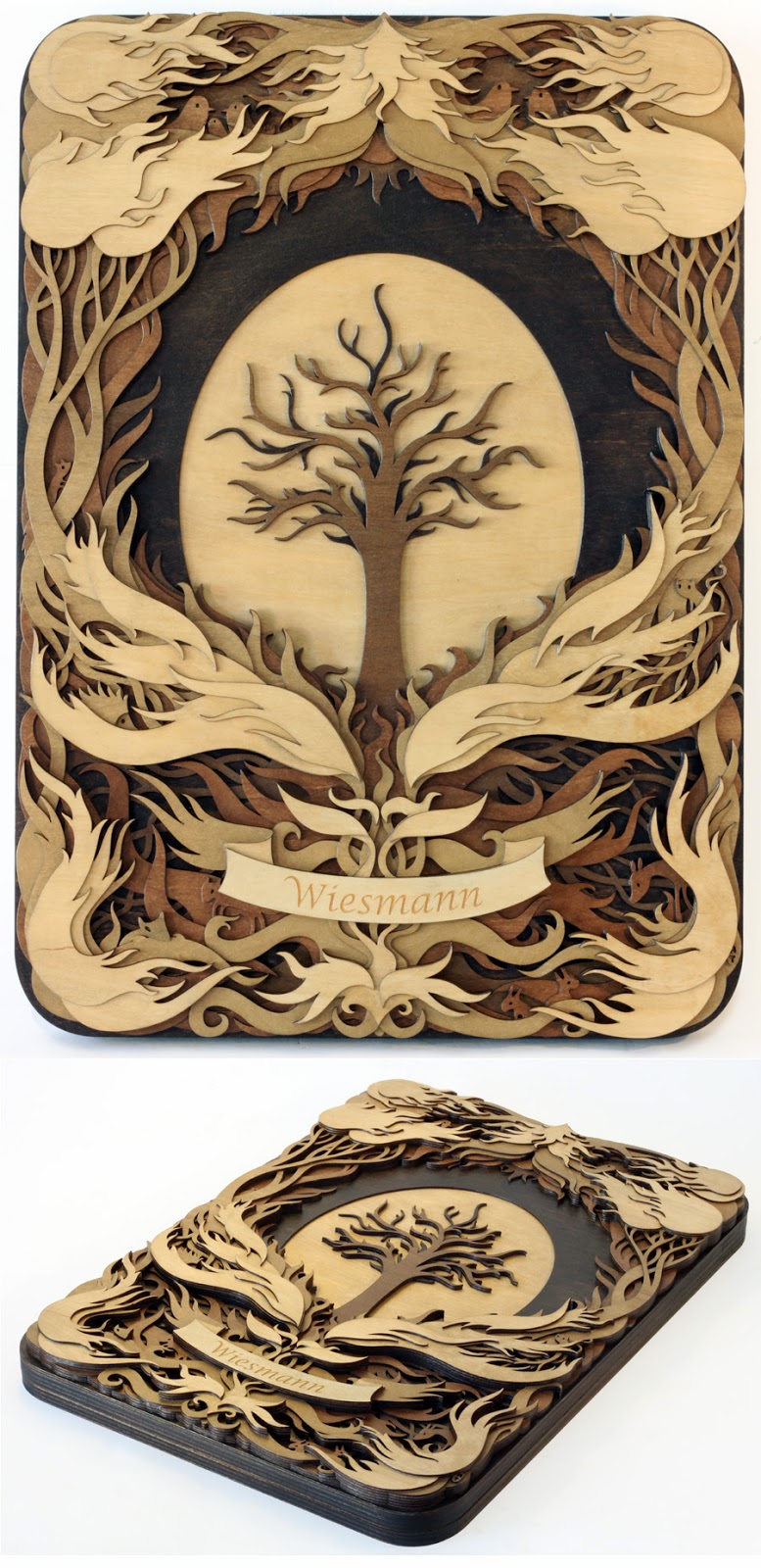 Simply Creative: Laser Cut Wood Illustrations by Martin Tomsky