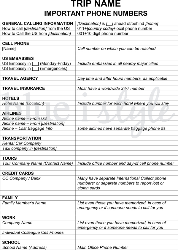 create an organized travel