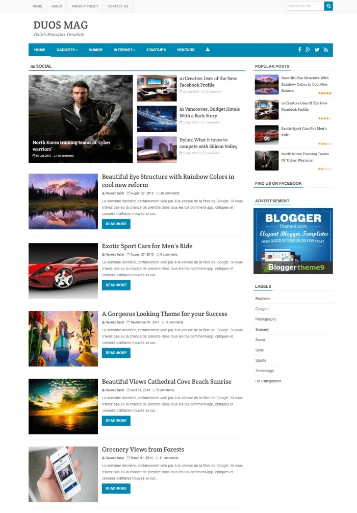 DUOS MAG Best Free Responsive Blogger Templates