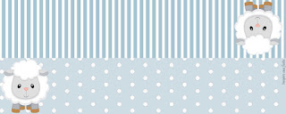 Ovejita Bebé en Celeste: Etiquetas para Candy Bar e Invitaciones para Imprimir Gratis.