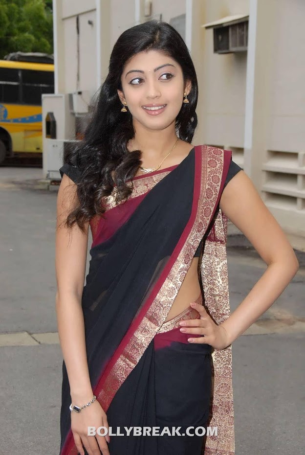 Pranitha in black transparent saree
