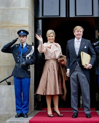 Queen Máxima attended the New Years reception for the Corps Diplomatique at the Royal palace, Natan Dress