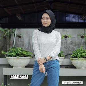 Kaos Stripetee Lengan Panjang Misty Grey