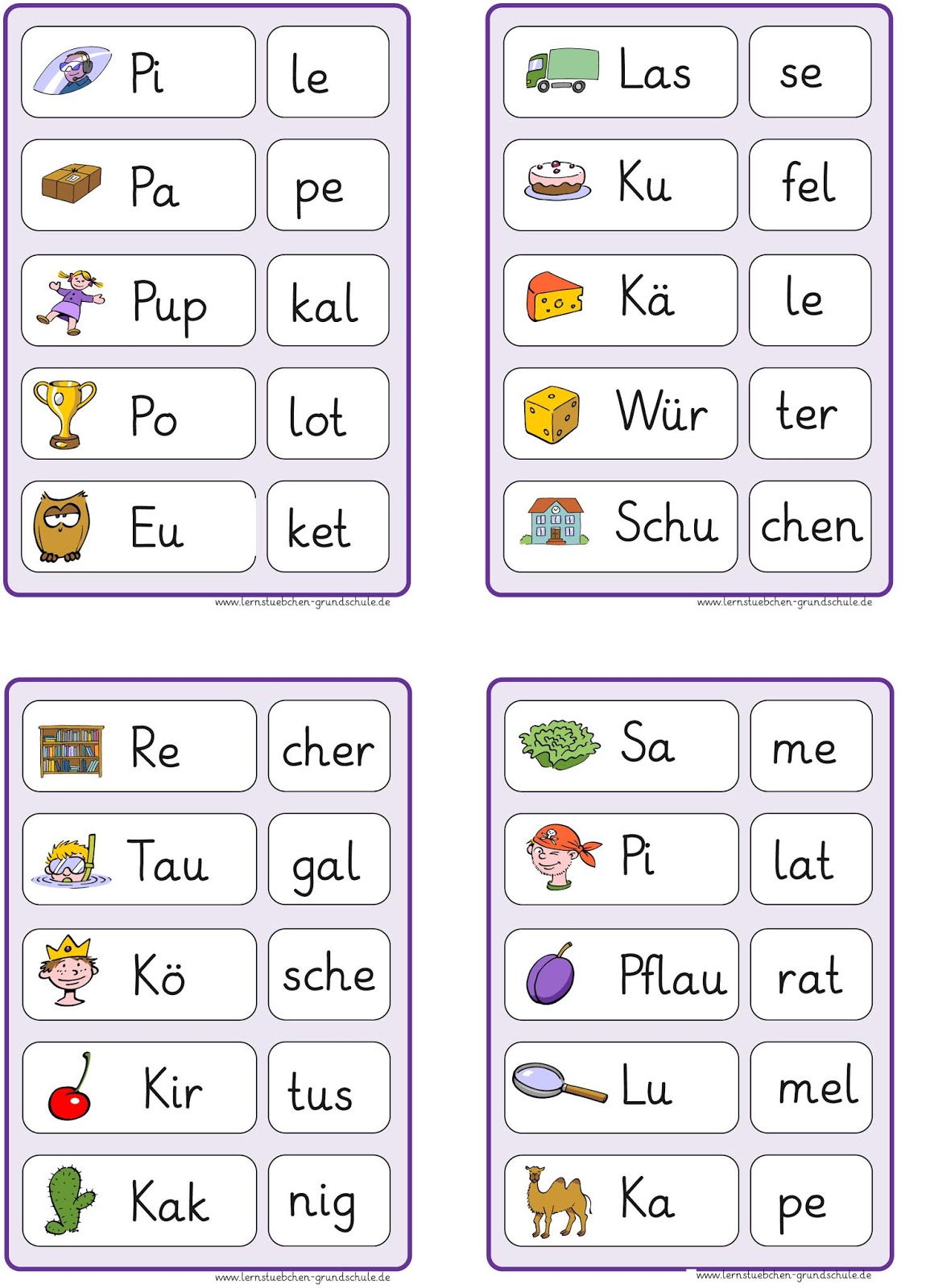 Silben Lesen Arbeitsblätter Kostenlos Pdf Lernstübchen: Silbenlesen