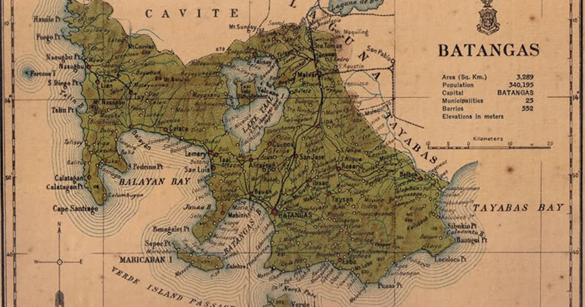 Map of Batangas, 1918 Batangas History, Culture and Folklore