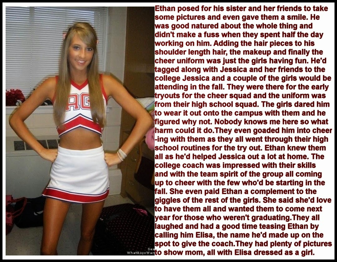 Forced Feminization Captions Cheerleader