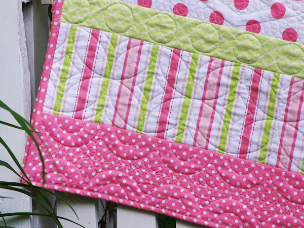 Pink and Green Stripey Quilt