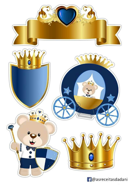 Osito Príncipe Bebé en Azul con Carruaje: Toppers para Tartas, Bizcochos o Pasteles para Imprimir Gratis. Osito Príncipe Bebé en Azul con Carruaje: Toppers para Tartas, Bizcochos o Pasteles para Imprimir Gratis.
