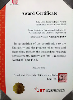 2012 UST Research Paper Award Excellence Award of Paper Field Agung Nugroho