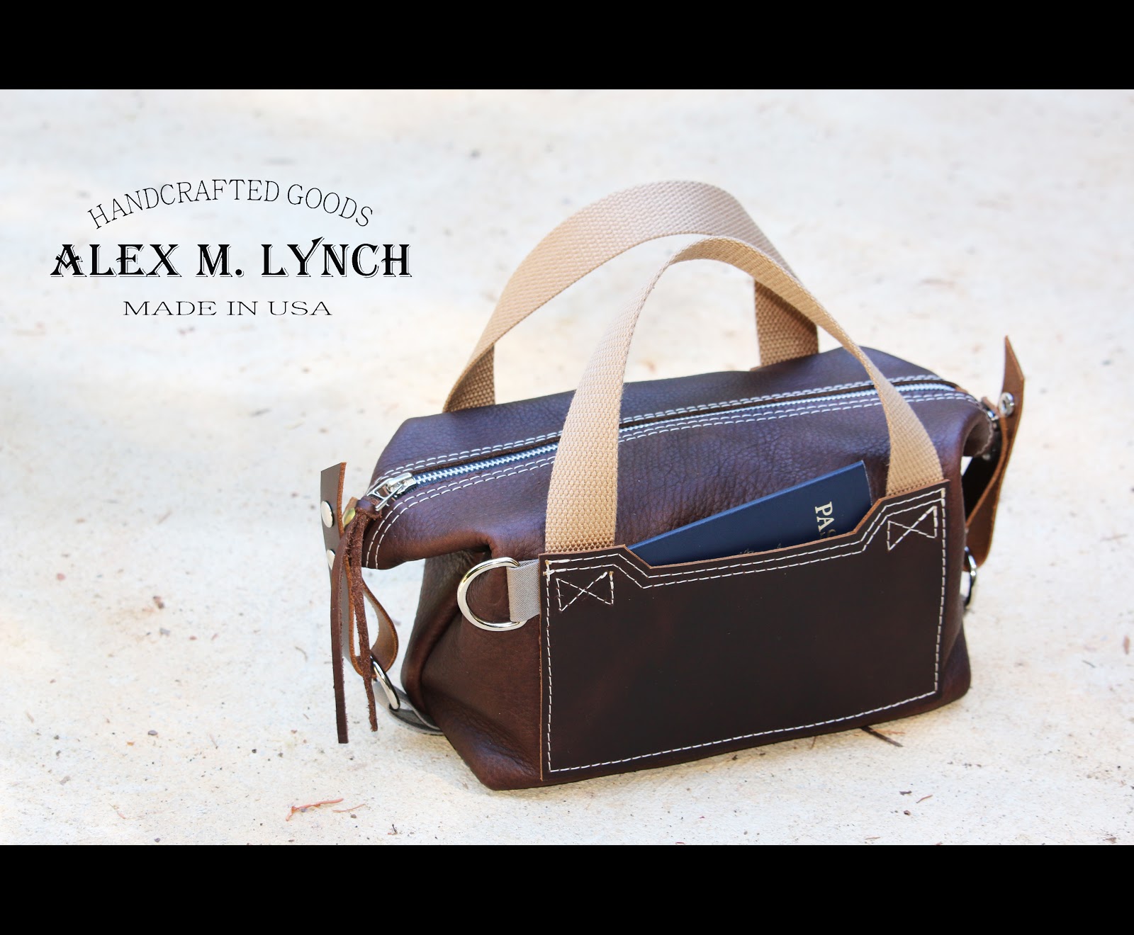 ALEX M LYNCH handmade leather toiletry bag