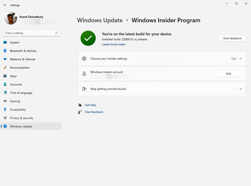 A quick look to Windows 11 Settings app - Windows Update - Windows Insider Program