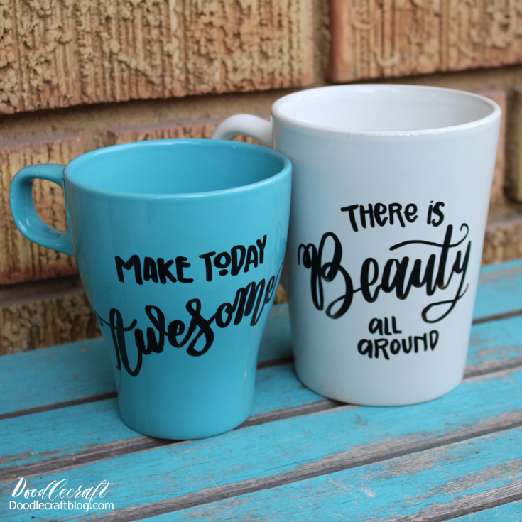 Ceramic Mug Brush Lettering Calligraphy DIY
