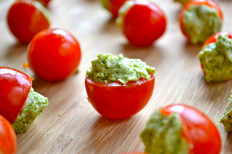 Pesto and Cream Cheese Stuffed Cherry Tomatoes  Mother Thyme
