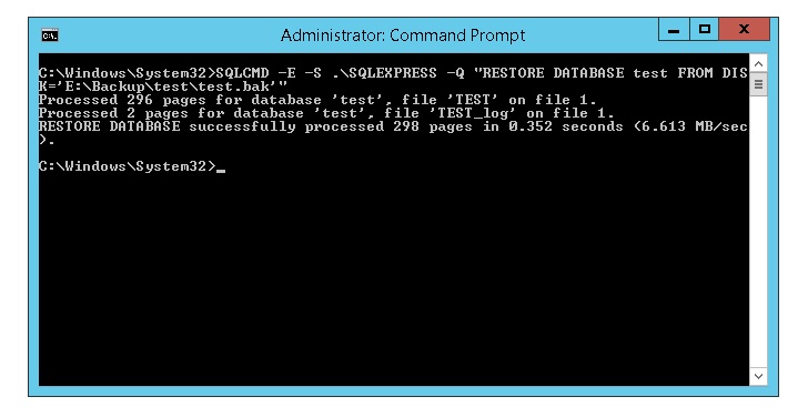 To take backup and restore sql express by cmd | Online Networks Solution