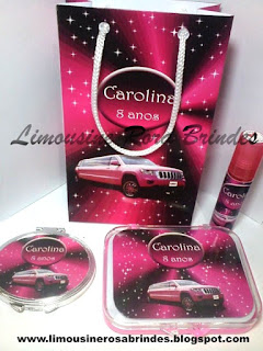 limousine rosa, kit maquiagem limousine rosa, brinde limousine rosa, lembrancinha limousine rosa, tema limousine rosa, festa limousine rosa