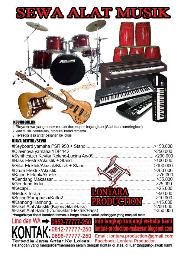 LONTARA PRODUCTION RENTAL SEWA DRUM & KAJON (Akustik/Elektrik)