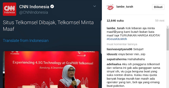 Telkomsel Minta Maaf Karena Situsnya Dibajak, Netizen Telkomsel Minta Maaf Karena Situsnya Dibajak, Netizen