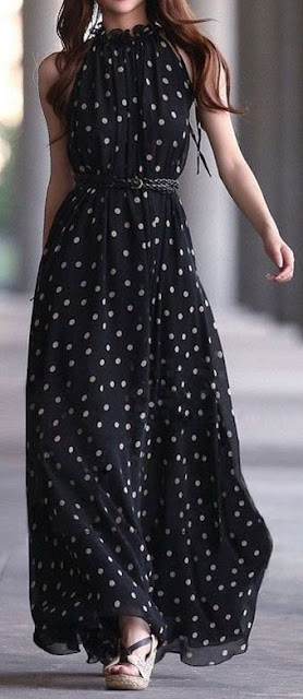 Womens Fashion  Polka Dots Maxi Dress  Just A Pretty Style-6106