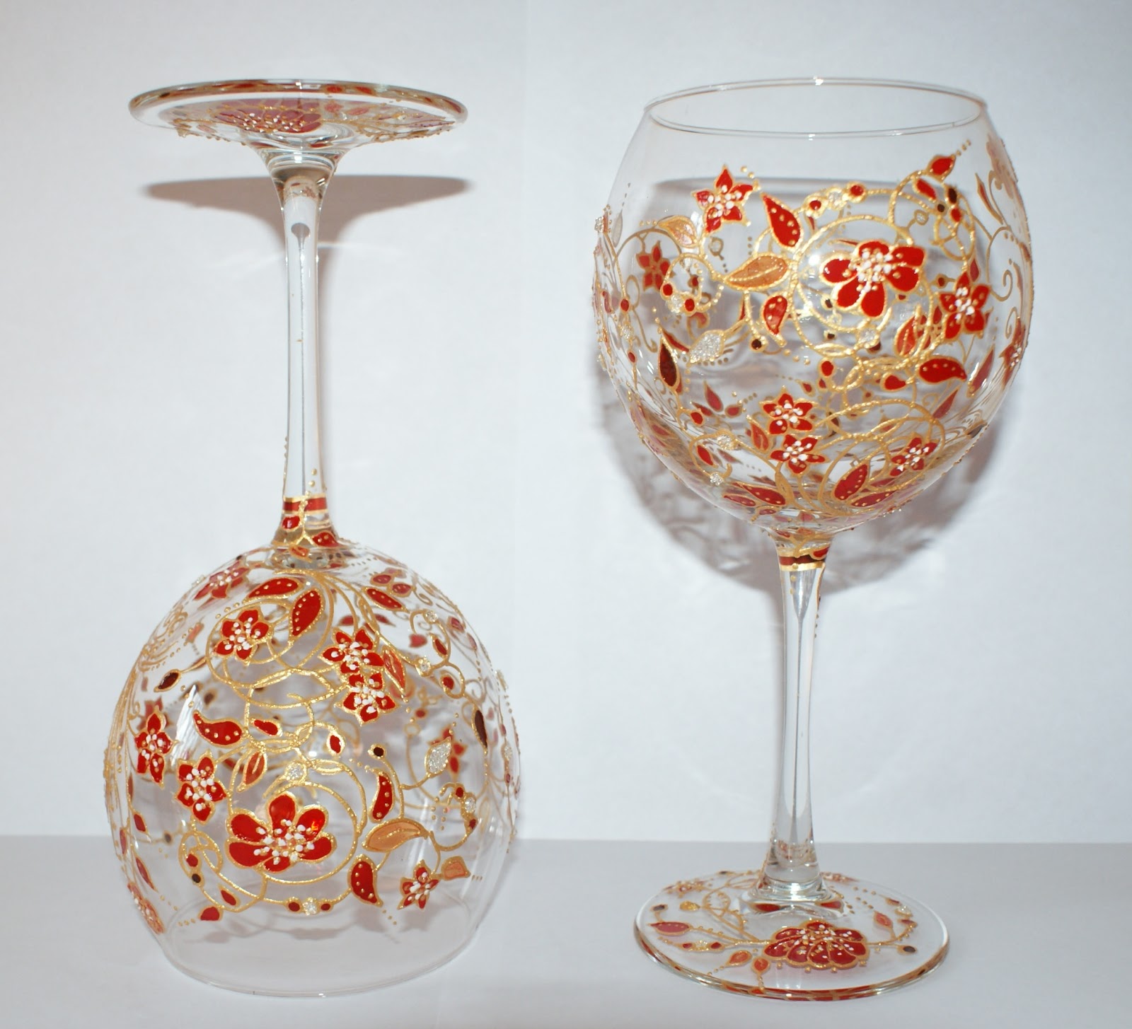 Витражная роспись по стеклу: Бокалы для красного вина