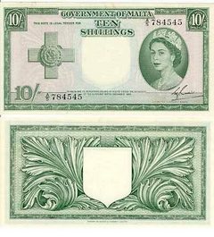 QEII Maltese Ten Shilling Note
