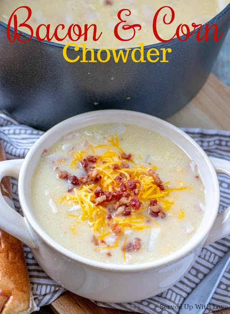 Bacon and Corn Chowder recipe from Served Up With Love is so easy and comforting you won't be able to stop thinking about eating it. 