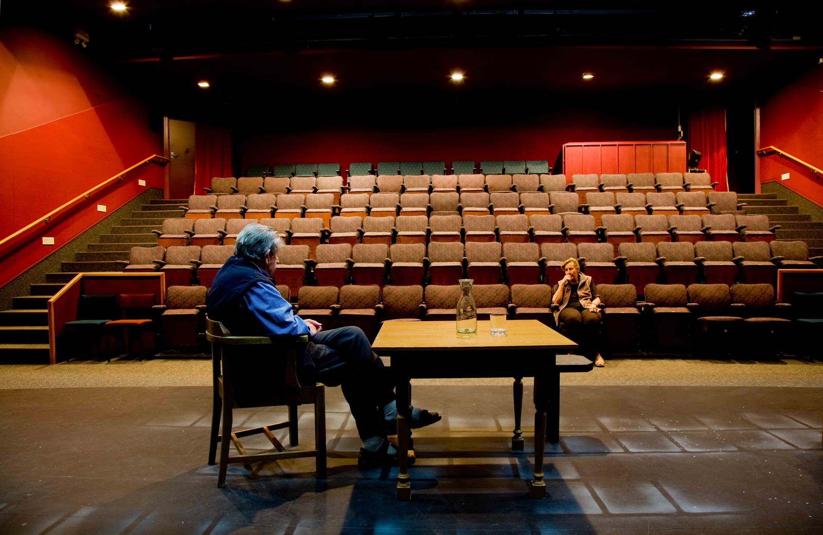 A Kiwi at the camera David and Joan in the Cue Theatre Inglewood