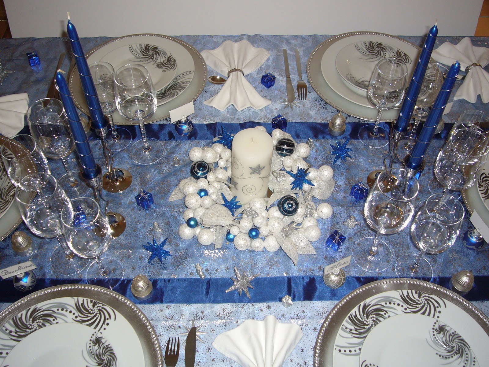 LES TABLES D'ISA Table Noël Bleu/argent