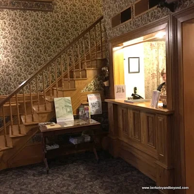 front desk at the Fallon Hotel in Columbia State Historic Park in California