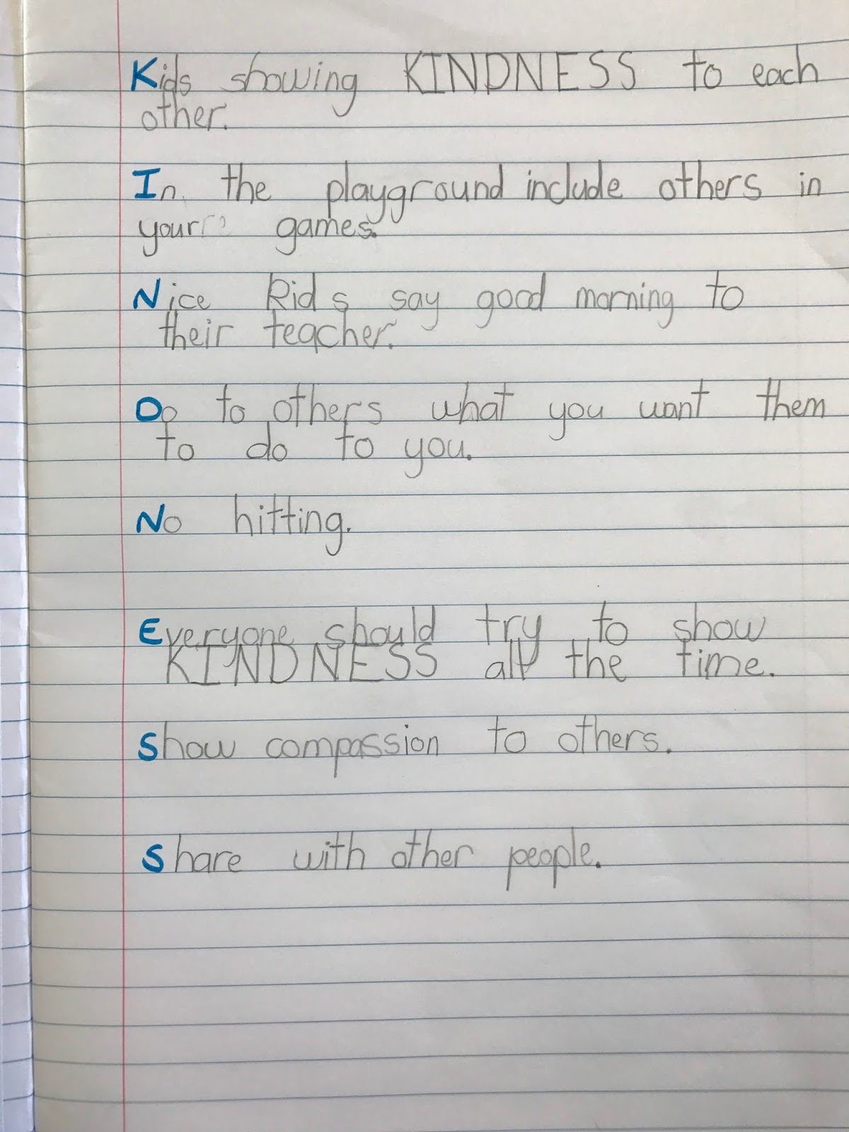 Room 9 2017: Kindness Acrostic Poems