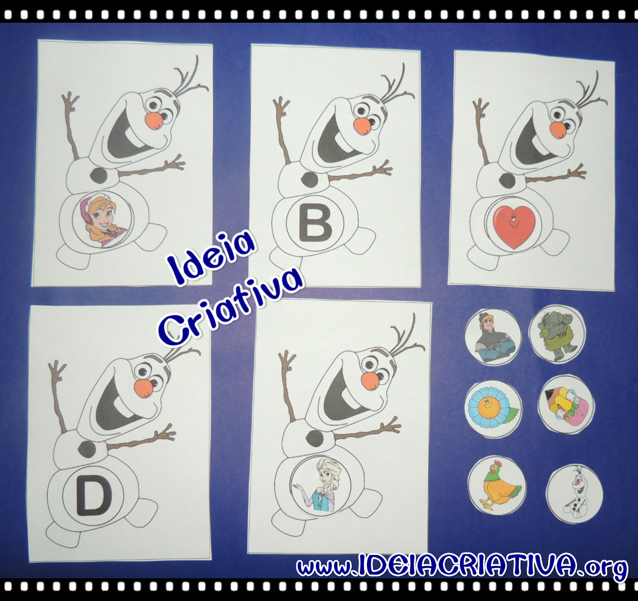 Alfabeto Olaf Frozen para jogo pedagógico