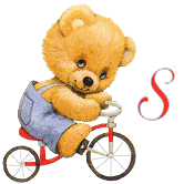 Osito Animado con Bicicleta con Abecedario Rojo. Bear in Bike Animated Abc.