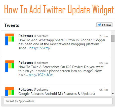 How To Add Twitter Update Widget To Blogger / Blogspot