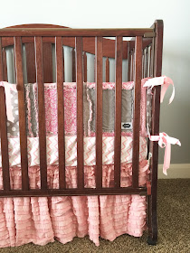 Baby Pink and Gray Custom Crib Bedding