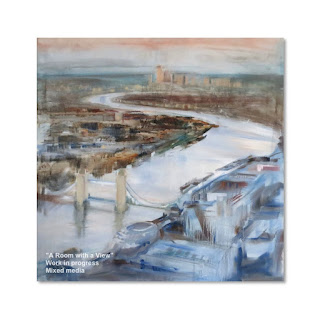 mixed media on canvas view from the Shard