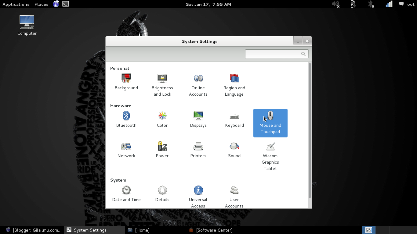Mengaktifkan Touchpad Click di Kali Linux