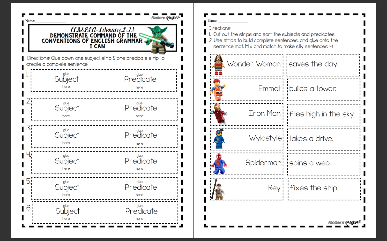 The Adventures of a Modern Maestra: Subject & Predicate Lego Style