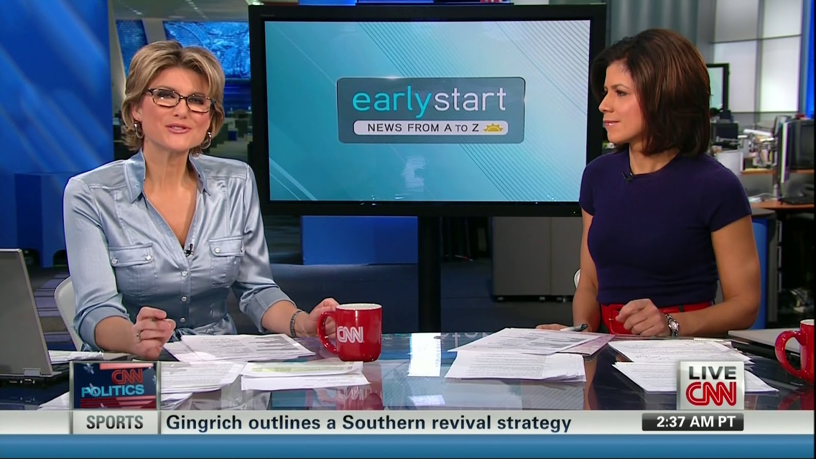 Ladies in Satin Blouses: Ashleigh Banfield - silver satin blouse