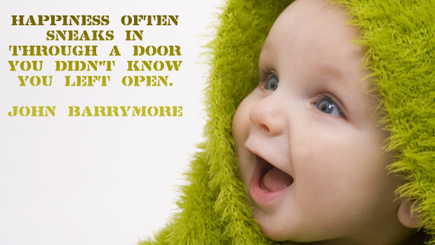 facebook Poste image quotes (Happiness often sneaks in through ...)