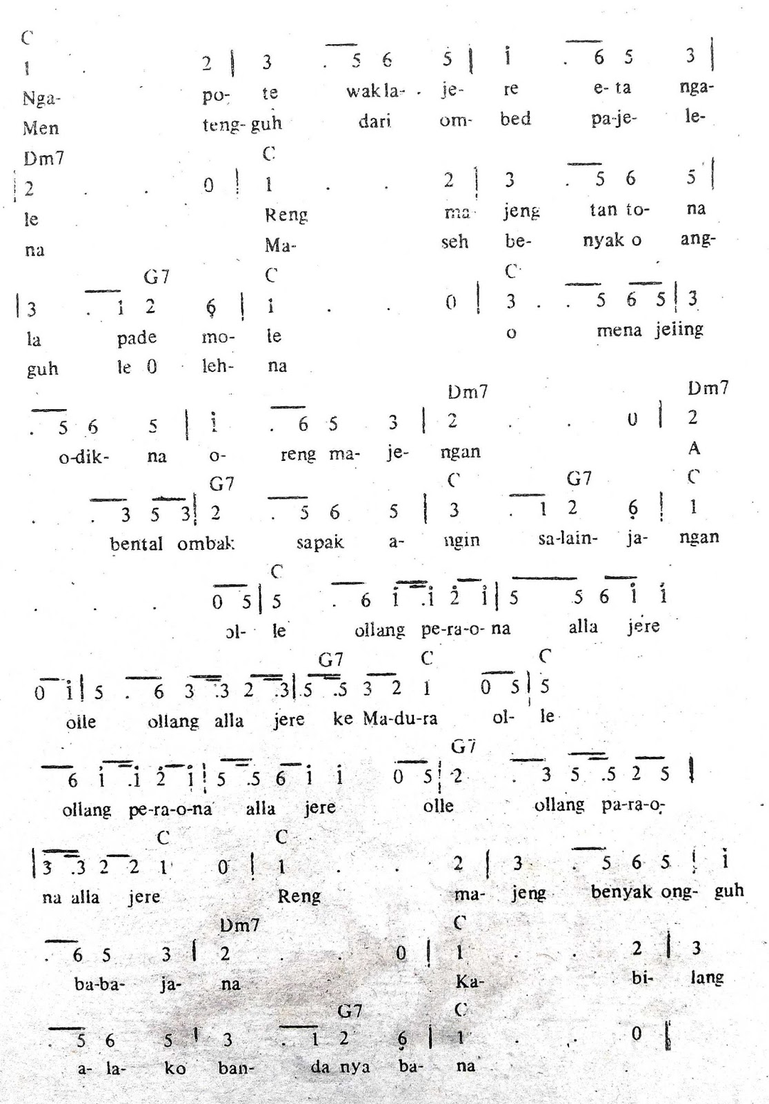 Chord & Arti Lirik Lagu Madura: Tanduk Majeng + Not Angka Chord & Arti Lirik Lagu Madura: Tanduk Majeng + Not Angka