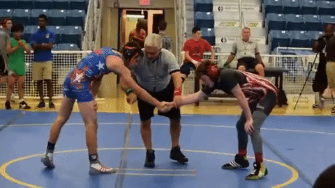 Men Wrestling Women: tough match - she wins. he loses